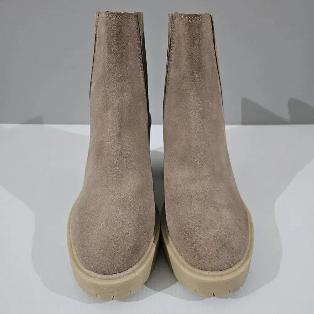 Dolce Vita Caster H20 Ankle Bootie Womens 10 Tan Suede Waterproof Platform Fall